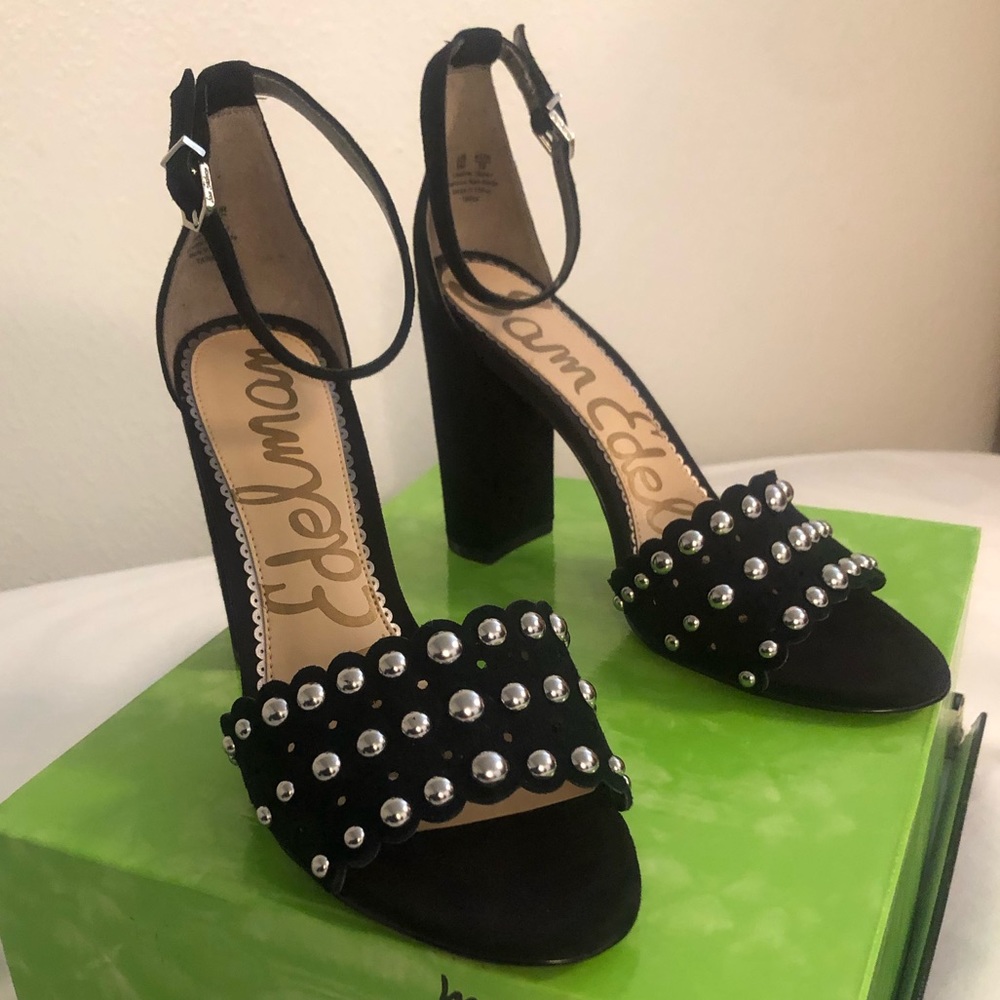 Sam Edelman Yaria Block Heel Suede Rounded Studs - Picture 3 of 13
